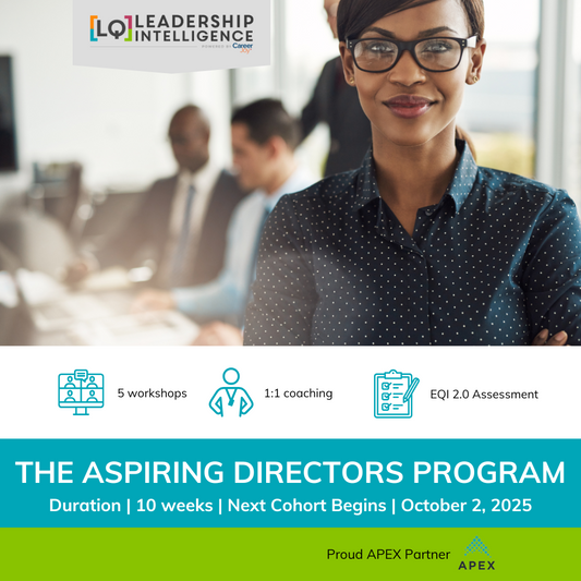 Aspiring Directors Program | 5 workshops + 5 coaching sessions + EQi2.0 Emotional Intelligence (cohort starting Oct 1, 2026)