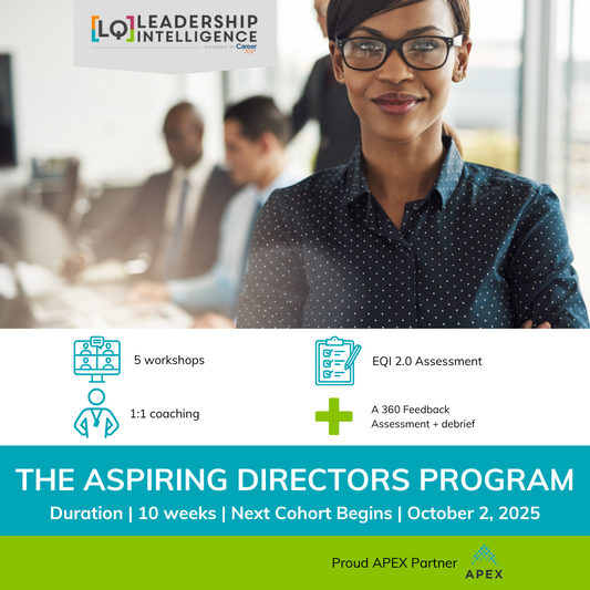 Aspiring Directors Program | 5 workshops + 5 coaching sessions + EQi2.0 Emotional Intelligence + 360 Assessment , Report & Debrief (cohort starting Oct 1, 2026)